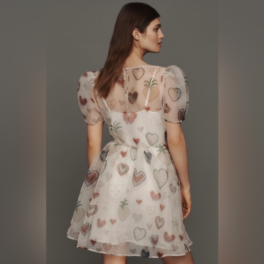 Anthropologie x Farm Rio Semi-Sheer Puff-Sleeve Dress Sz S NWT - Picture 3 of 15